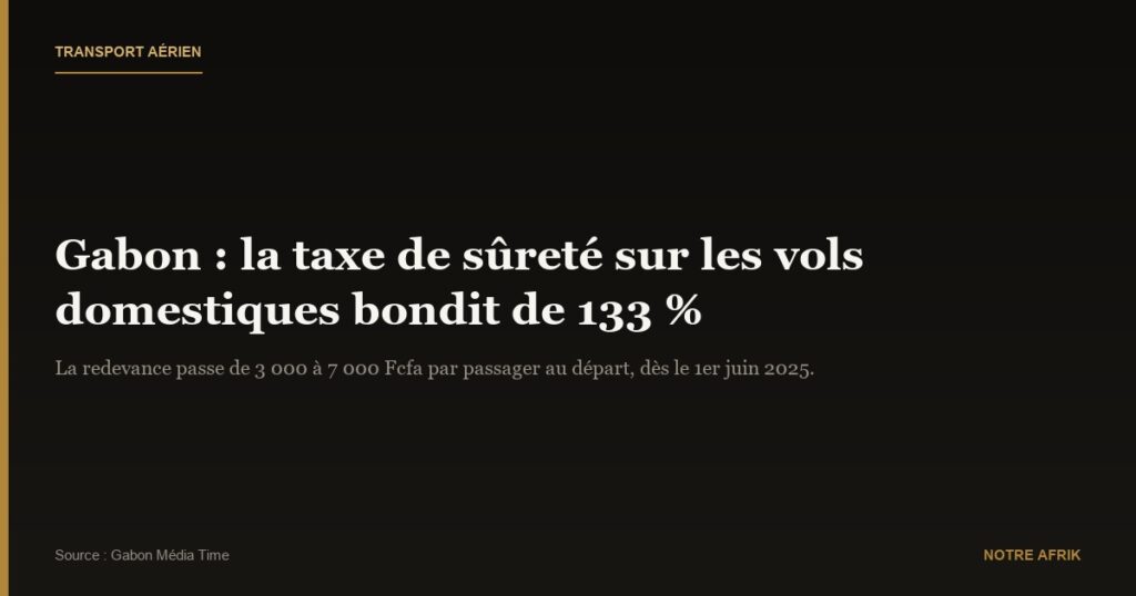 Gabon : la surtaxe de sécurité sur les vols nationaux grimpe de 133 %