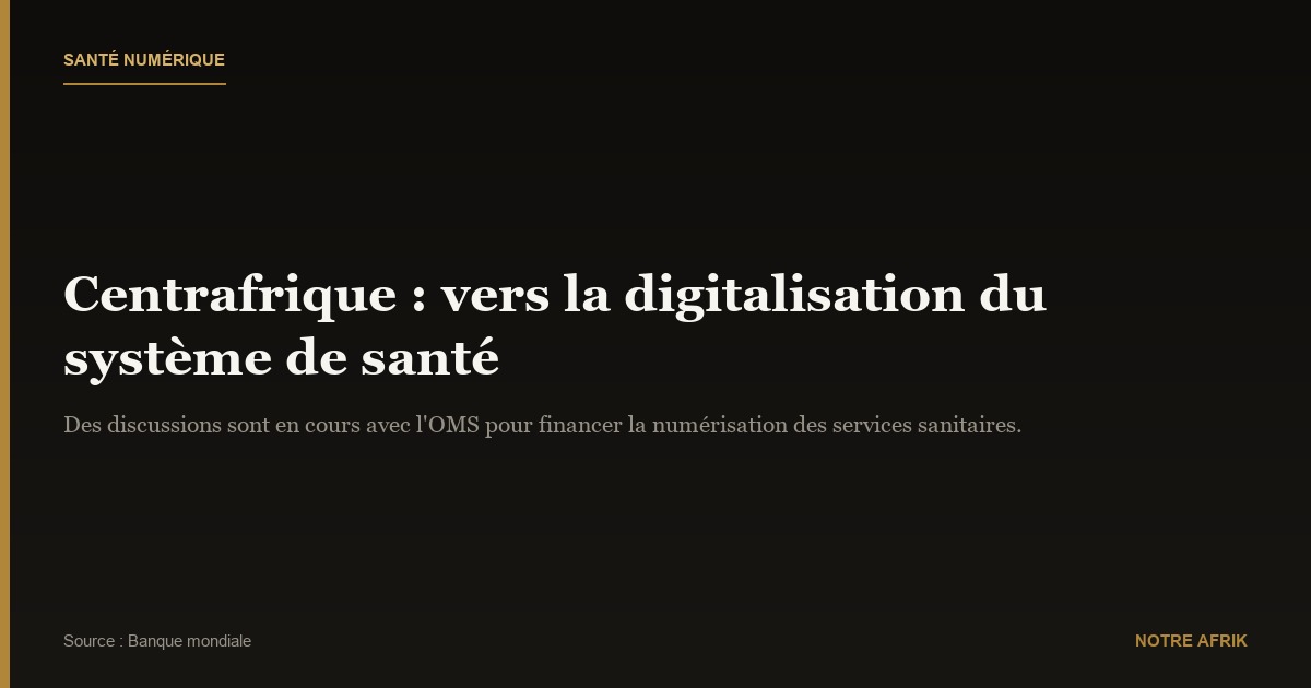 Centrafrique : vers la numérisation du système sanitaire