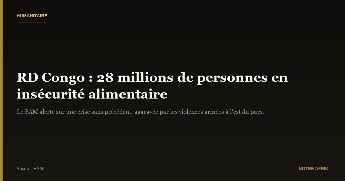 RD Congo : environ 28 millions de personnes en insécurité alimentaire