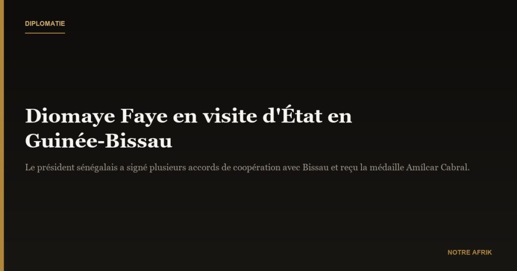 Coopération : Diomaye Faye en visite en Guinée-Bissau