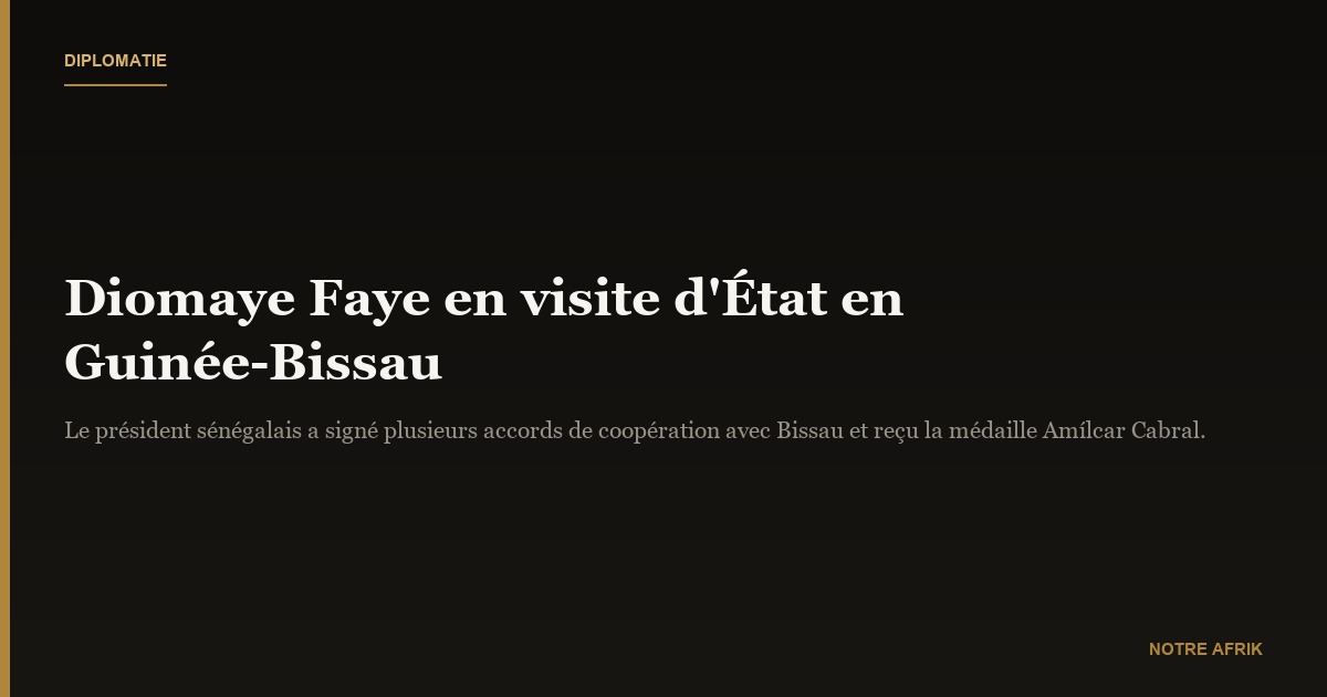 Coopération : Diomaye Faye en visite en Guinée-Bissau
