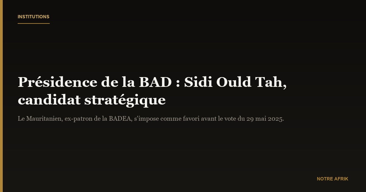 Présidence de la BAD : et si c’était Sidi