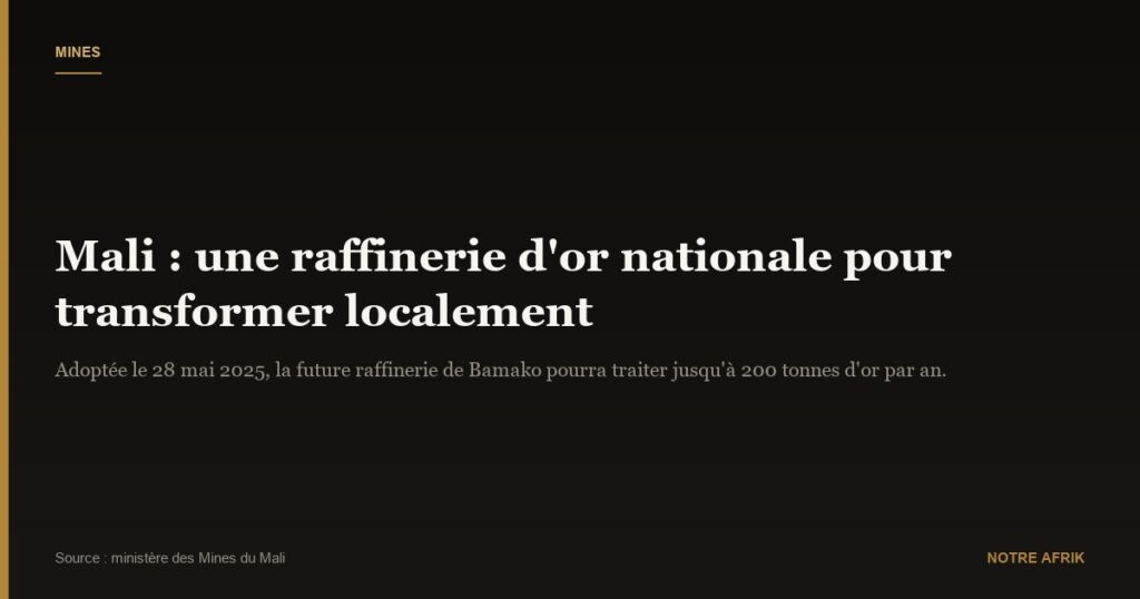 Mali : création d’une raffinerie d’or nationale