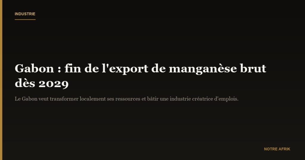 Gabon : le manganèse brut interdit d’exportation dès 2029