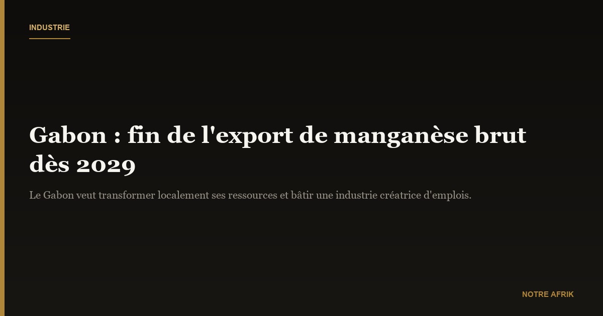 Gabon : le manganèse brut interdit d’exportation dès 2029