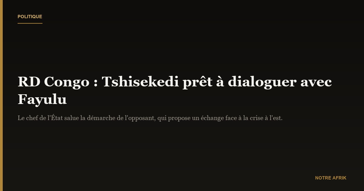 RD Congo : Félix Tshisekedi favorable au dialogue proposé par Martin Fayulu