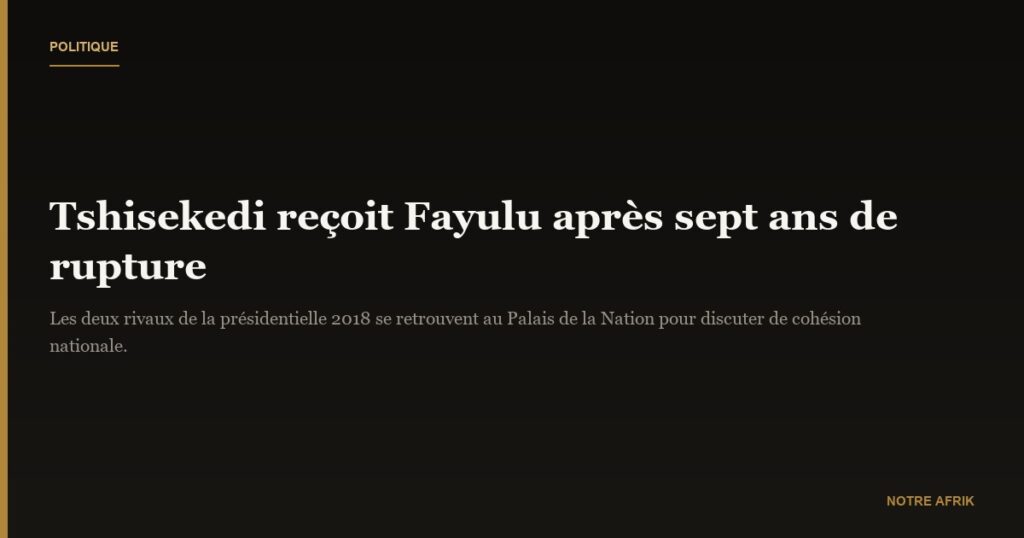RD Congo : Félix Tshisekedi reçoit Martin Fayulu à Kinshasa