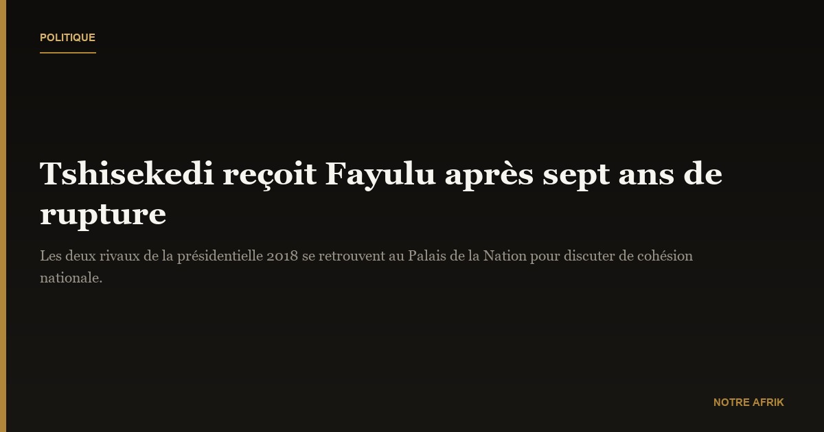 RD Congo : Félix Tshisekedi reçoit Martin Fayulu à Kinshasa