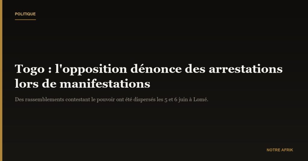 Togo : l’opposition dénonce des arrestations arbitraires lors de manifestations