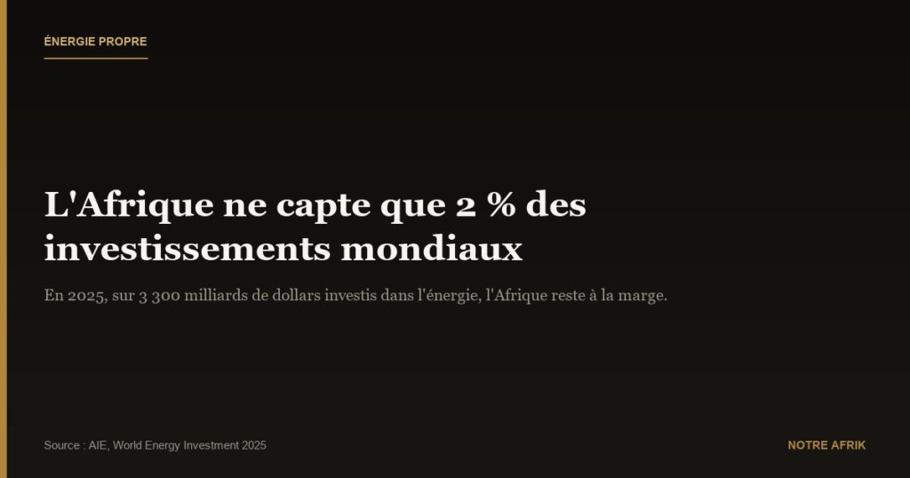Énergie propre : l’Afrique ne capte que 2 % des investissements mondiaux
