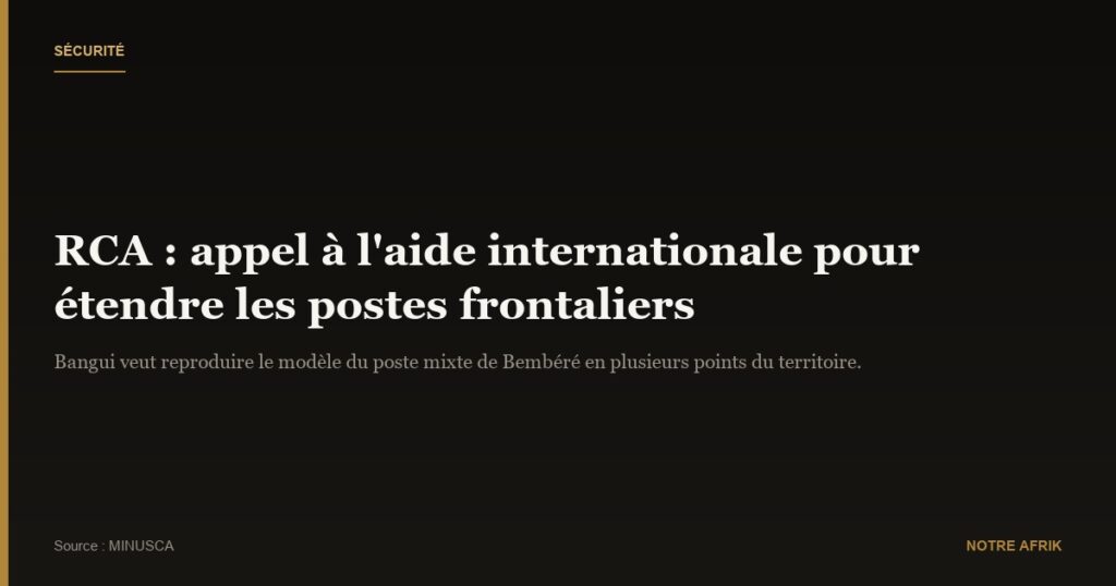 RCA : Appel à l’aide internationale pour étendre les postes frontaliers