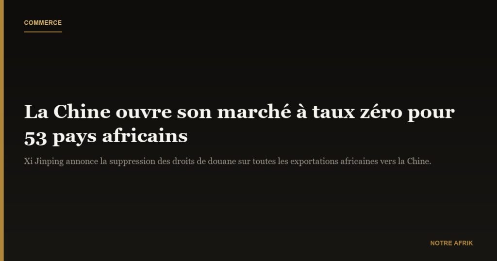 Chine : vers la fin des droits de douane pour 53 pays africains