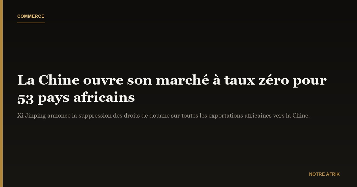 Chine : vers la fin des droits de douane pour 53 pays africains