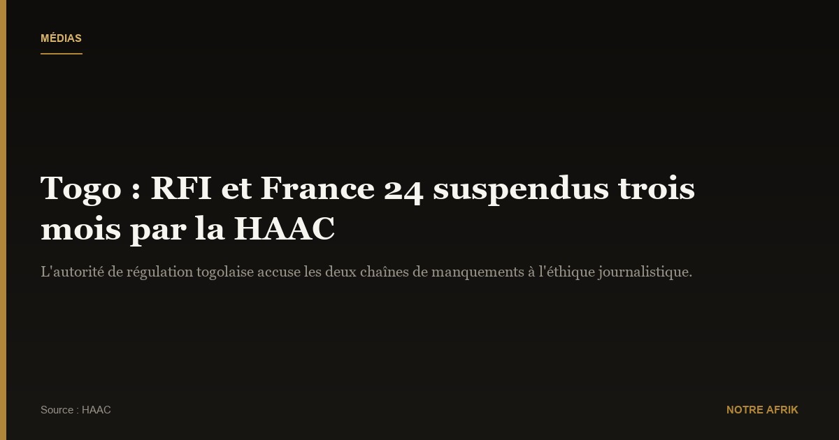 Togo : RFI et France 24 suspendus pour trois mois
