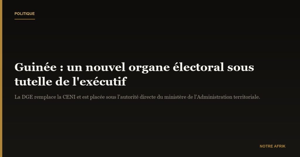 Politique : un nouvel organe électoral instauré en Guinée