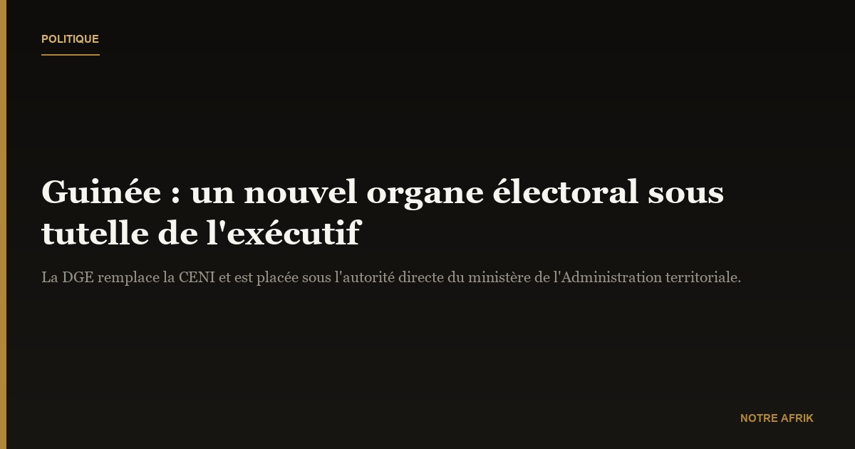 Politique : un nouvel organe électoral instauré en Guinée