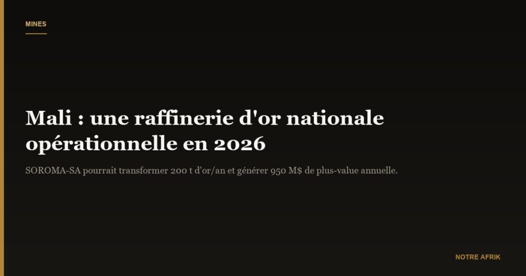 Mali : vers le raffinage local de l’or dès 2026