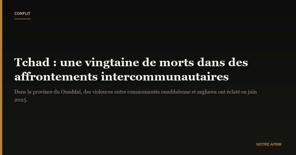 Tchad : un affrontement intercommunautaire fait une vingtaine de morts