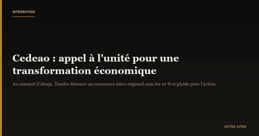 Cedeao : les dirigeants appellent à une transformation économique collective