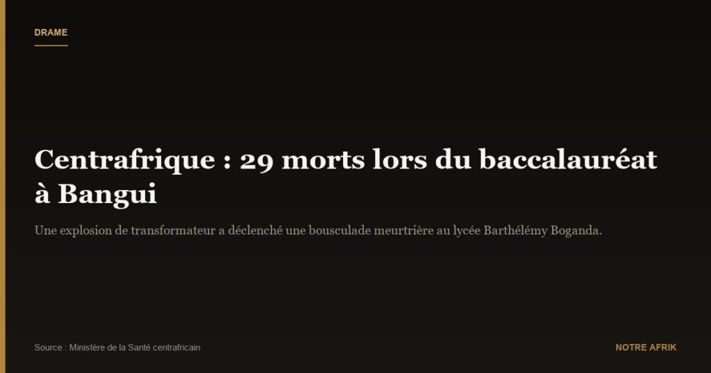 Centrafrique : deuil national après la mort de 29 candidats au baccalauréat