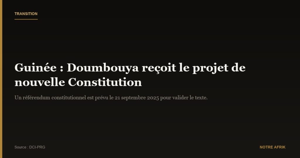 Guinée : Mamadi Doumbouya reçoit le projet de nouvelle Constitution