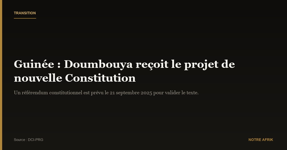 Guinée : Mamadi Doumbouya reçoit le projet de nouvelle Constitution