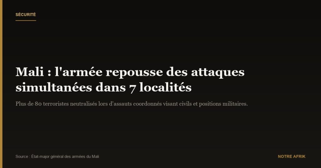 Mali : l'armée neutralise plus de 80 terroristes