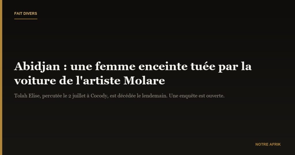 Société : l’artiste Molare cogne une femme à mort
