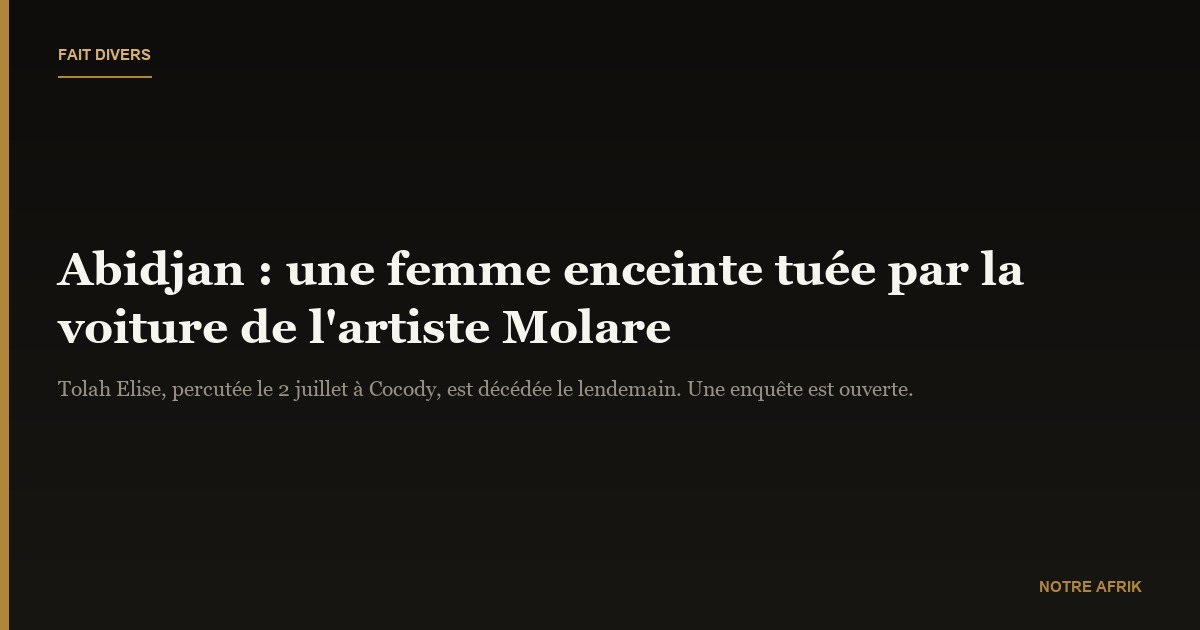 Société : l’artiste Molare cogne une femme à mort