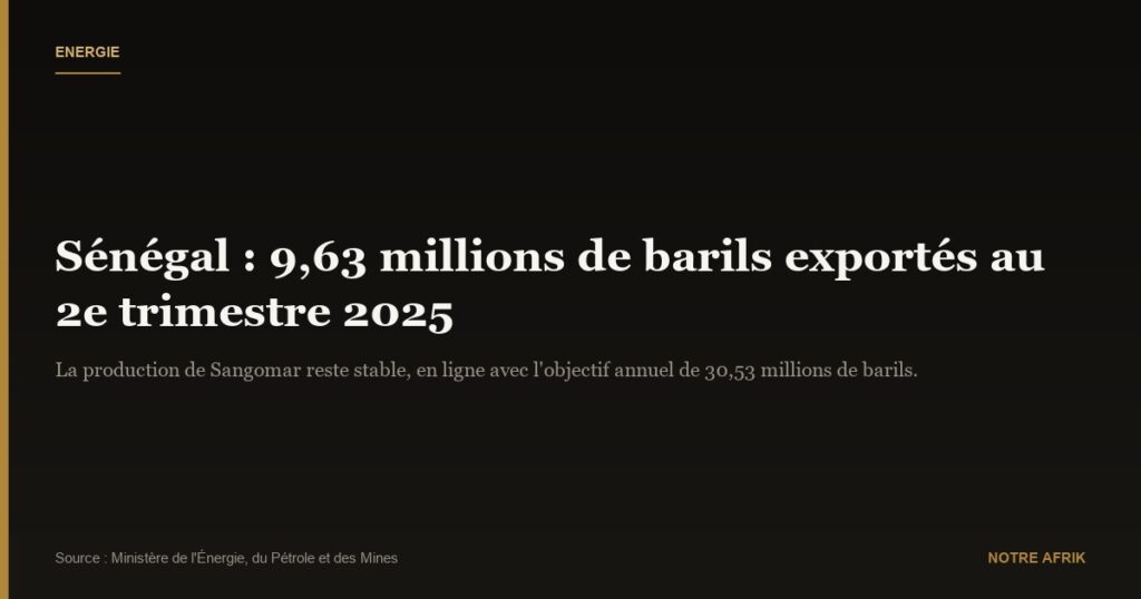 Sénégal : exportation de 2,9 millions de barils de pétrole en juin