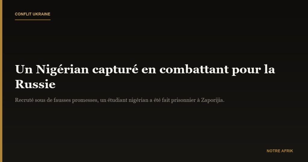 Conflit en Ukraine : un ressortissant nigérian fait prisonnier
