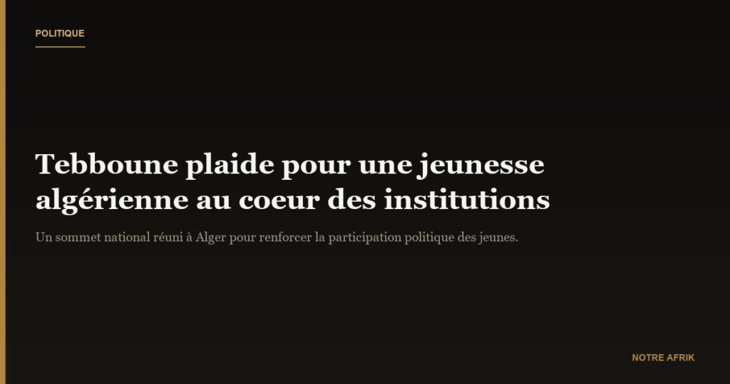 Algérie : Abdelmadjid Tebboune plaide pour une jeunesse plus impliquée dans les institutions