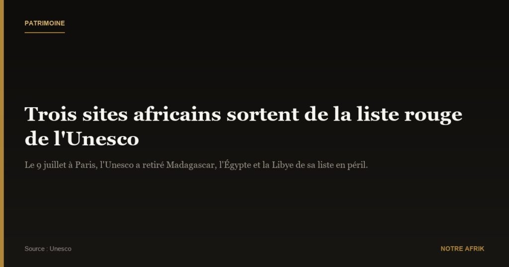 Patrimoine africain : trois lieux sortent de la liste des sites menacés de l’Unesco