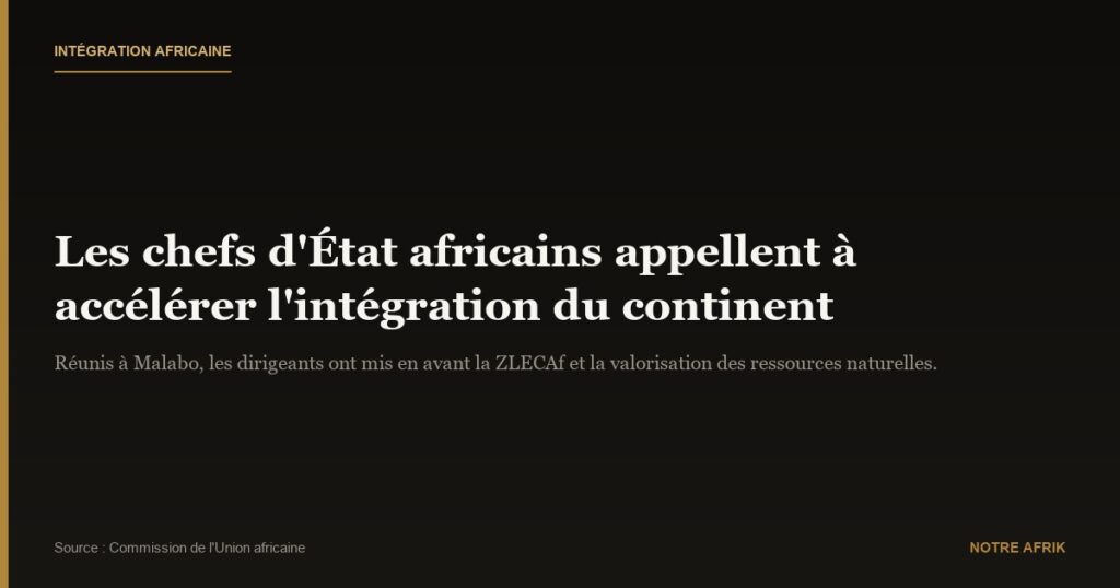 Afrique : les dirigeants plaident pour une intégration plus rapide