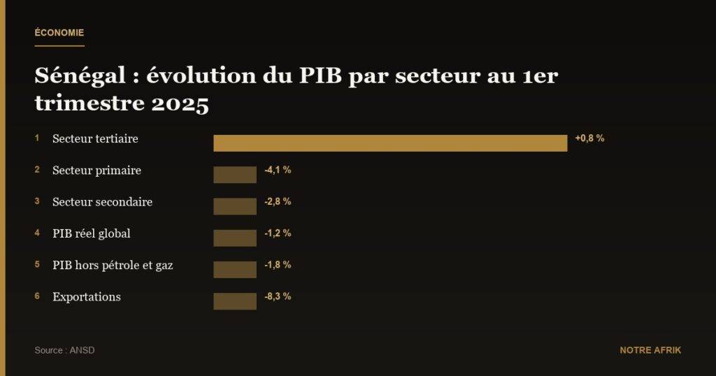 Sénégal : le PIB baisse de 1,2 % au premier trimestre 2025