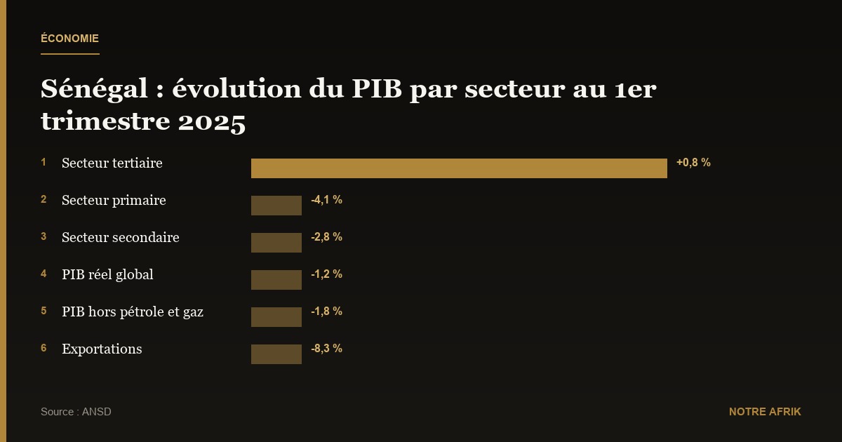 Sénégal : le PIB baisse de 1,2 % au premier trimestre 2025