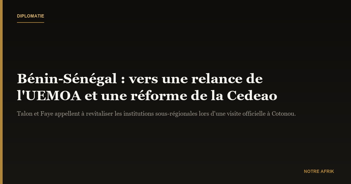 Coopération : vers un renforcement des liens bilatéraux entre l’UEMOA et la Cedeao