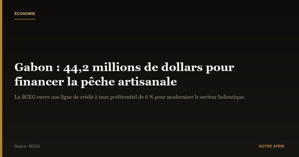 Gabon : 44,2 millions de dollars injectés dans la BCEG pour financer la pêche à 6 %