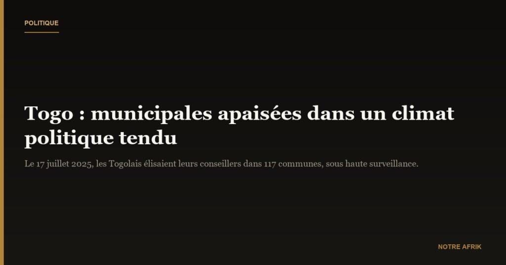 Togo : élections municipales apaisées malgré des manifestations récentes