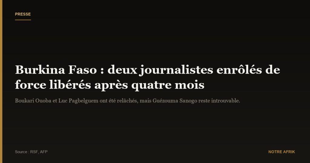 Burkina Faso : deux journalistes enrôlés de force dans l’armée contre les jihadistes ont été libérés