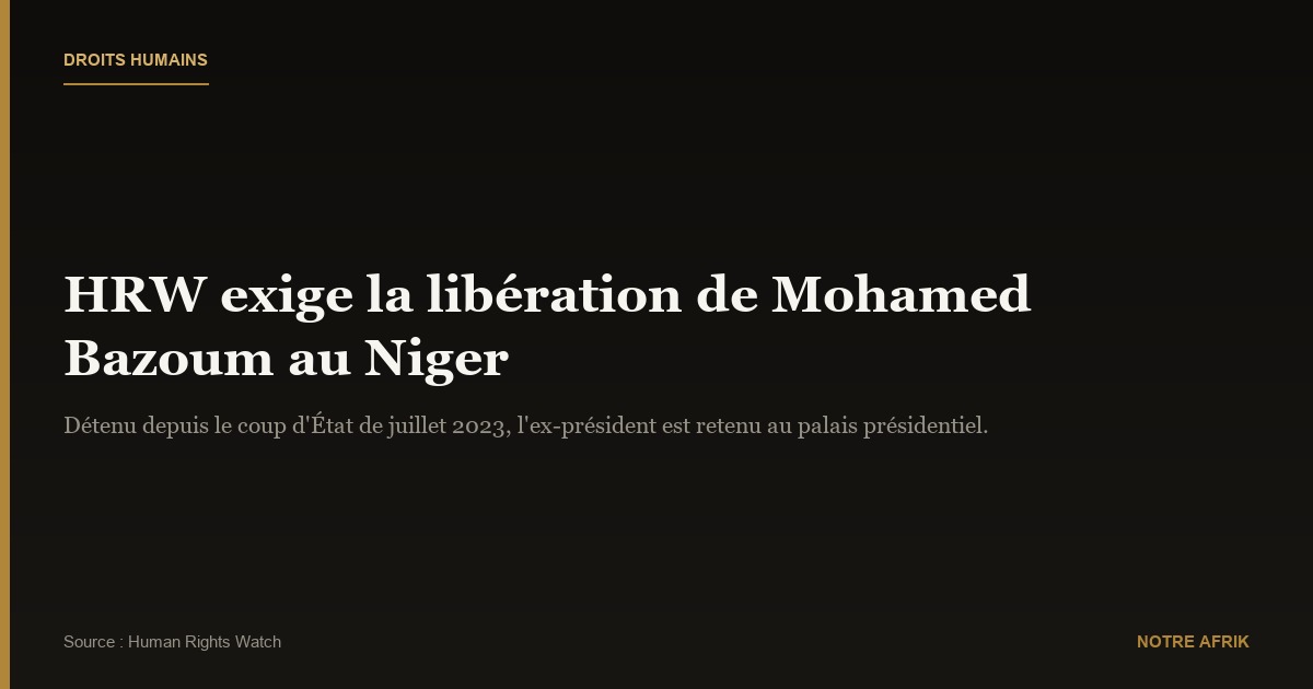 Niger : Human Rights Watch demande la libération de Mohamed Bazoum