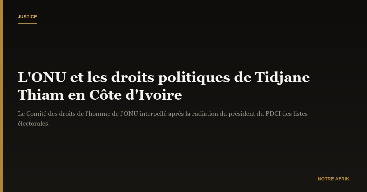 Côte d’Ivoire : l’ONU demande au gouvernement de garantir les droits politiques de Tidjane Thiam