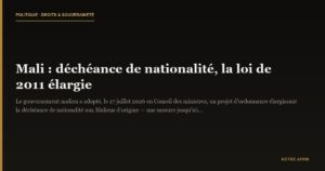 Mali : déchéance de nationalité, la loi de 2011 élargie