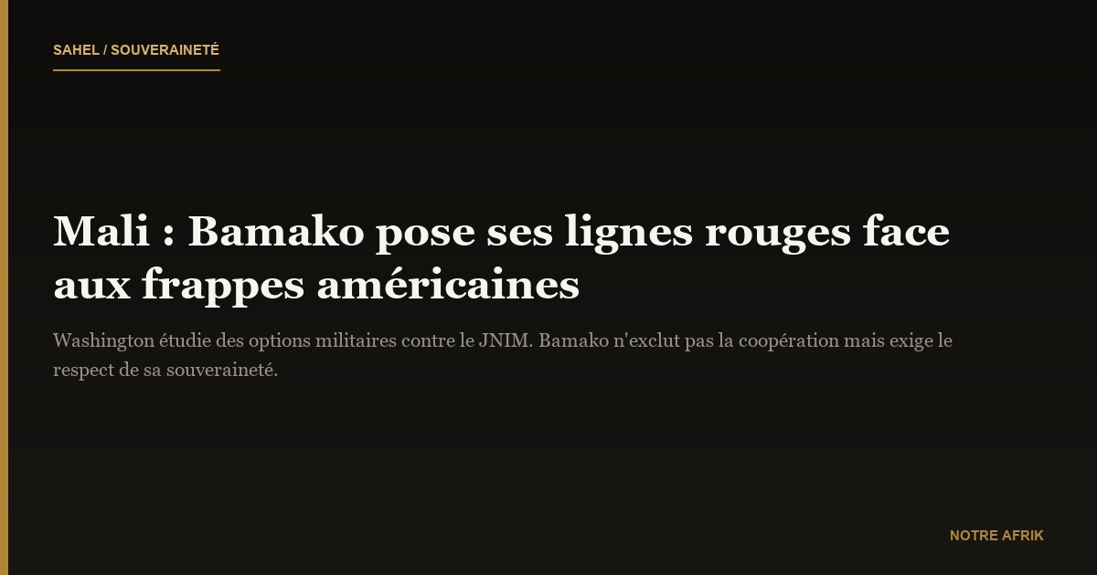 Frappes américaines au Mali : Bamako pose ses lignes rouges