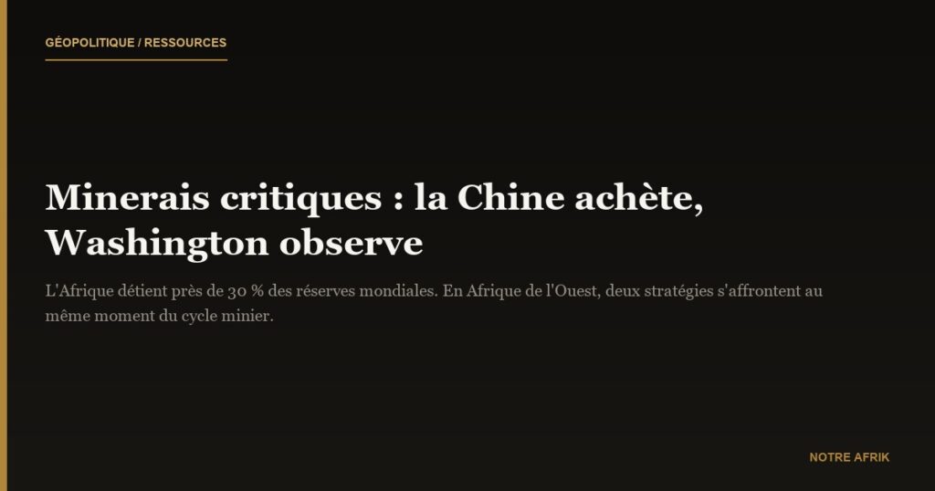 Minerais critiques ouest-africains au cœur de la rivalité Chine États-Unis