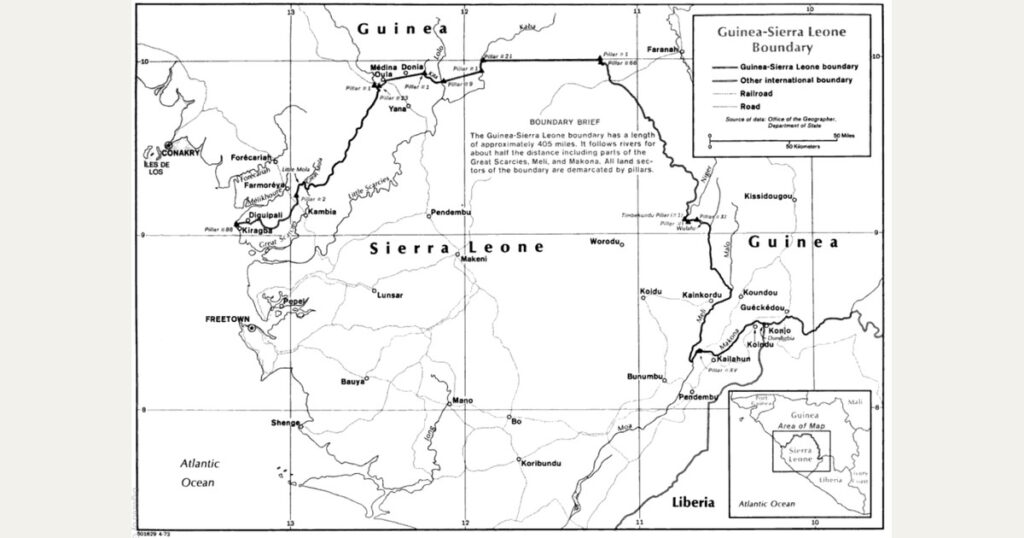 Carte de la frontière entre la Guinée et la Sierra Leone