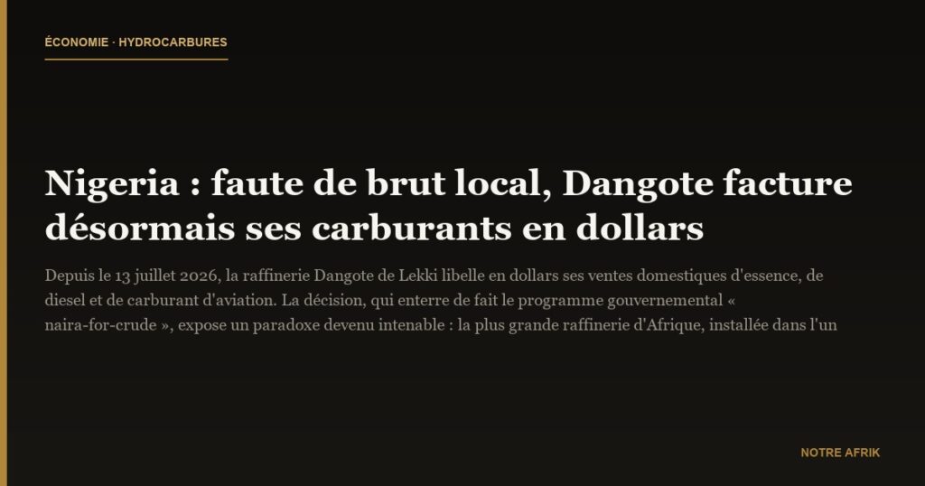 Nigeria : faute de brut local, Dangote facture désormais ses carburants en dollars