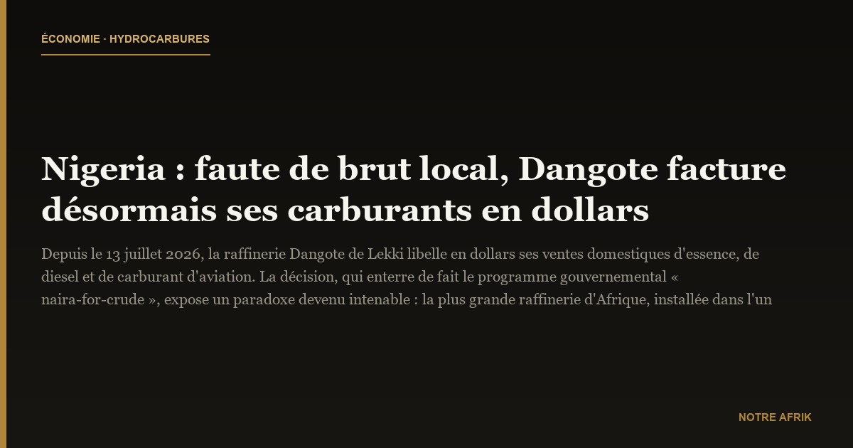 Nigeria : faute de brut local, Dangote facture désormais ses carburants en dollars