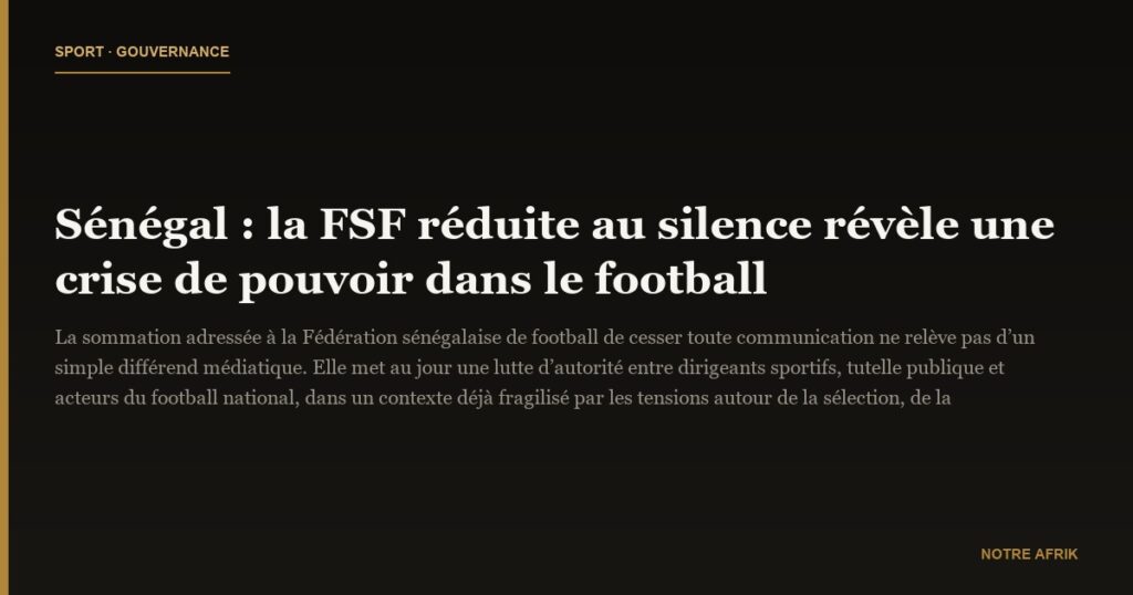 Sénégal : la FSF réduite au silence révèle une crise de pouvoir dans le football