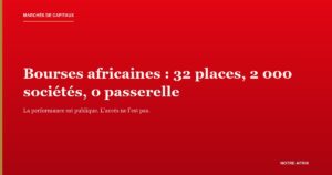 Écran de cotation boursière, illustrant le cloisonnement des bourses africaines